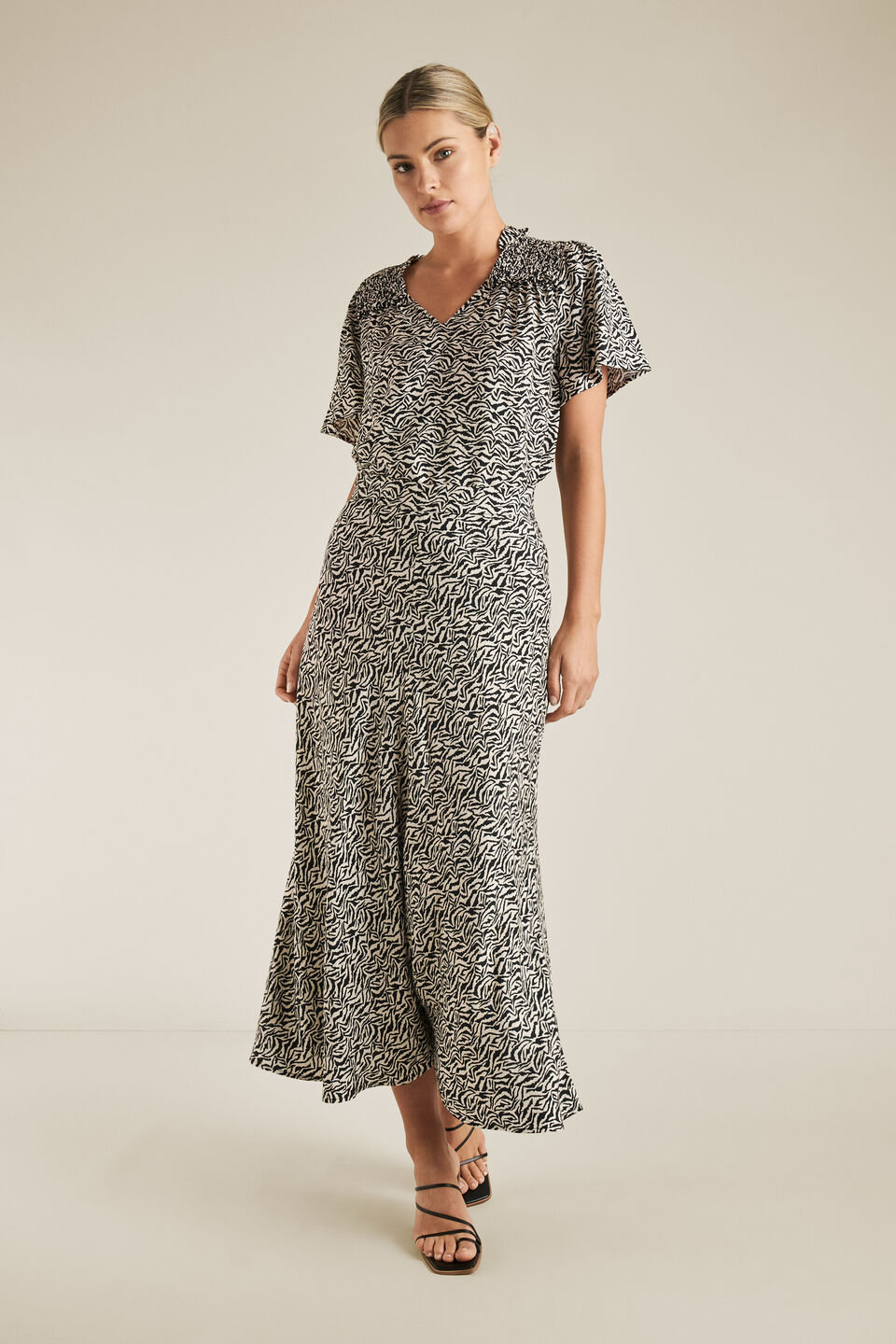 Zebra Shirred Blouse  