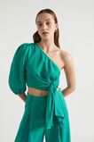 Linen Blouson One Shoulder Top  Deep Teal  hi-res
