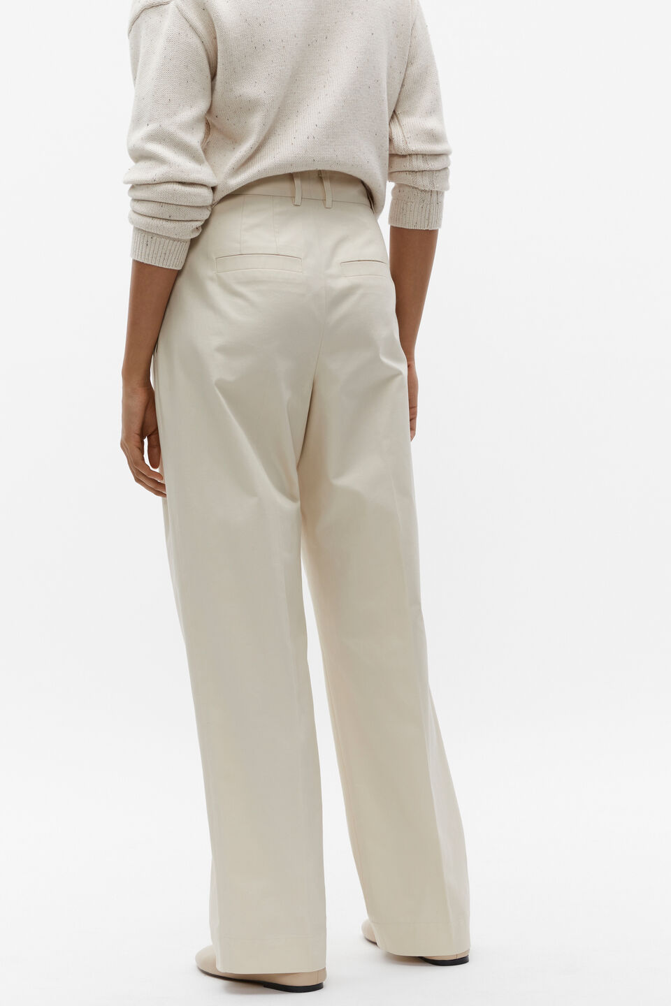 Cotton Pleat Front Pant  Vanilla Cream