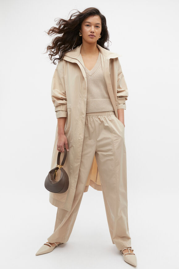 Cotton V Neck Crop Knit  Sandshell Marle  hi-res