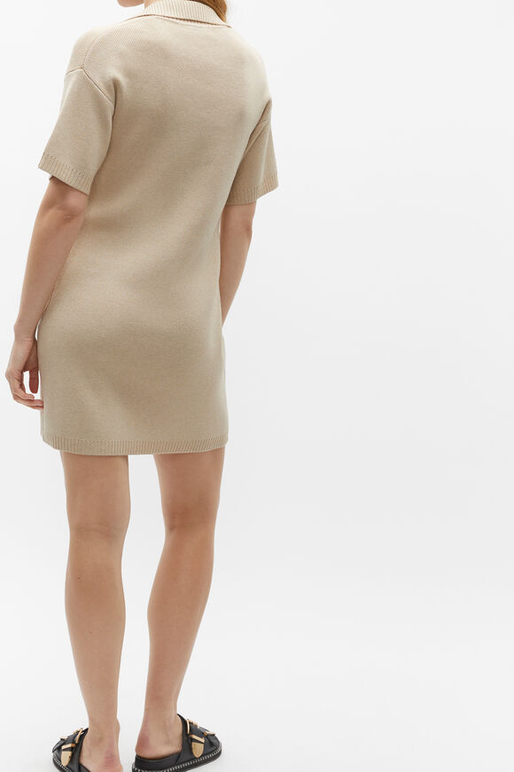 Cotton Blend Polo Knit Dress  Sandshell Marle  hi-res