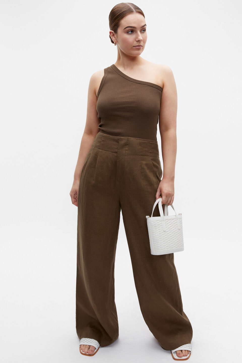 One Shoulder Tank  Dark Praline