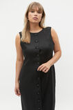 Linen Button Through Midi Dress  Black  hi-res