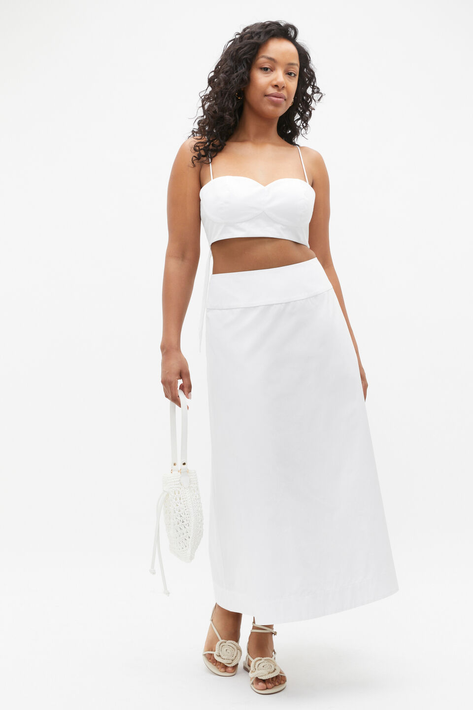 Basque Waist Circle Skirt  Whisper White