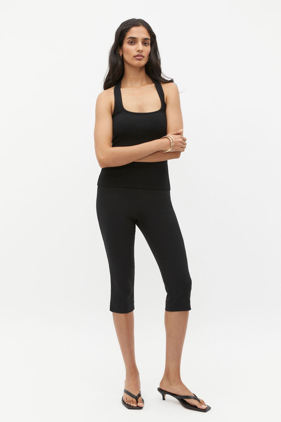 Rib Halter Top  Black