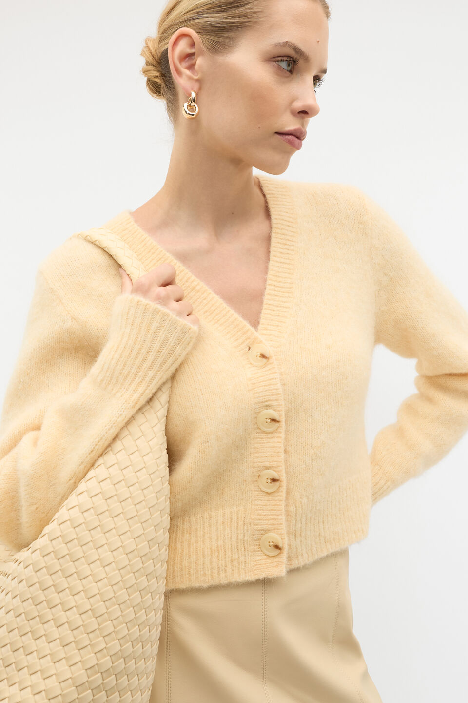 Lofty Button Knit Cardigan  Marzipan Marle