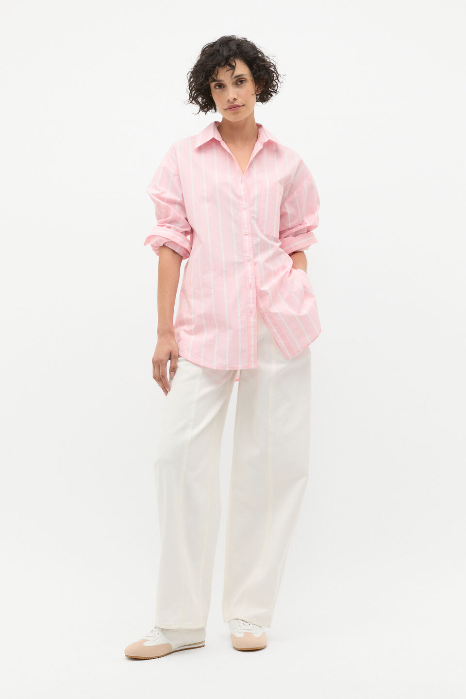 Barrel Leg Seam Front Jean  Cloud Cream