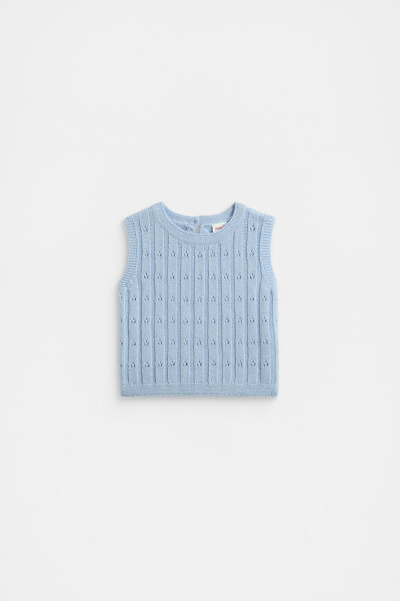 Pointelle Knit Vest  Pale Blue  hi-res