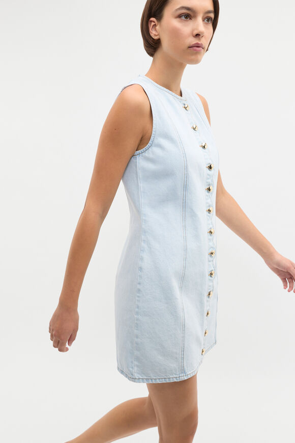 Denim Scallop Mini Dress  Cornflower Wash  hi-res