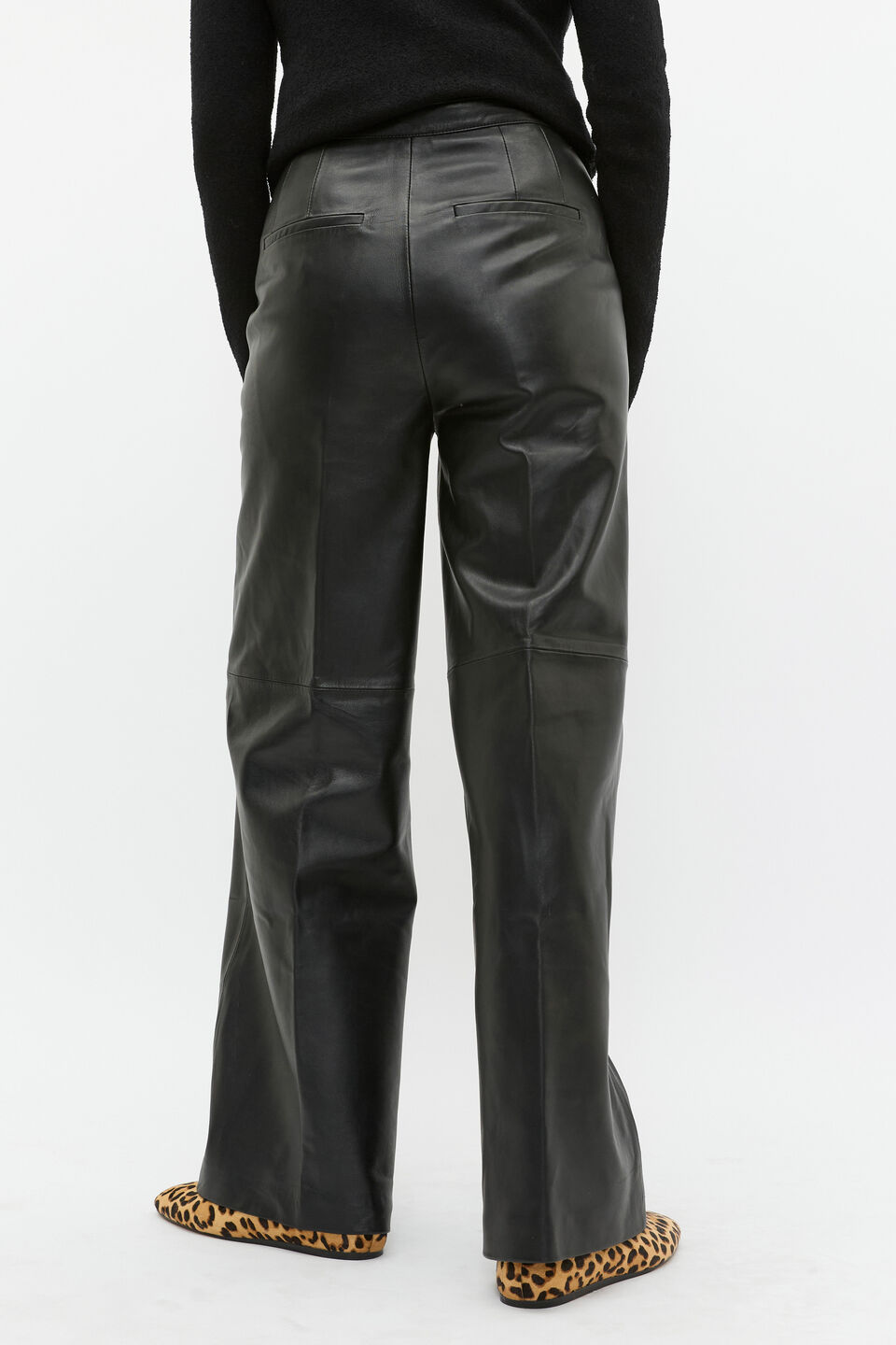 Leather High Rise Trouser  Black
