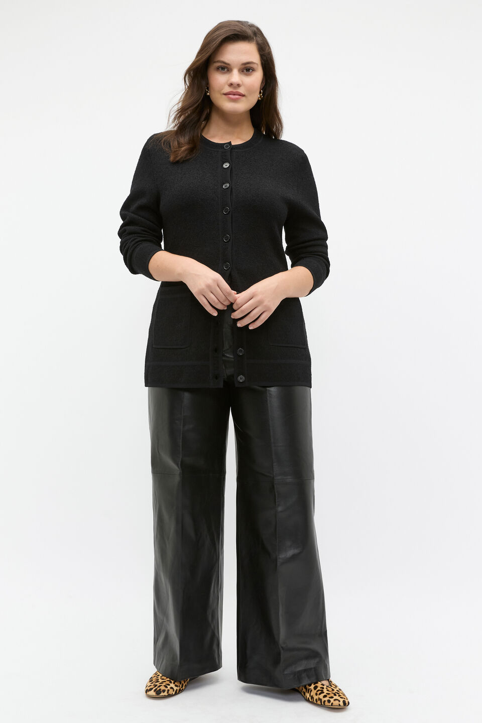 Leather High Rise Trouser  Black