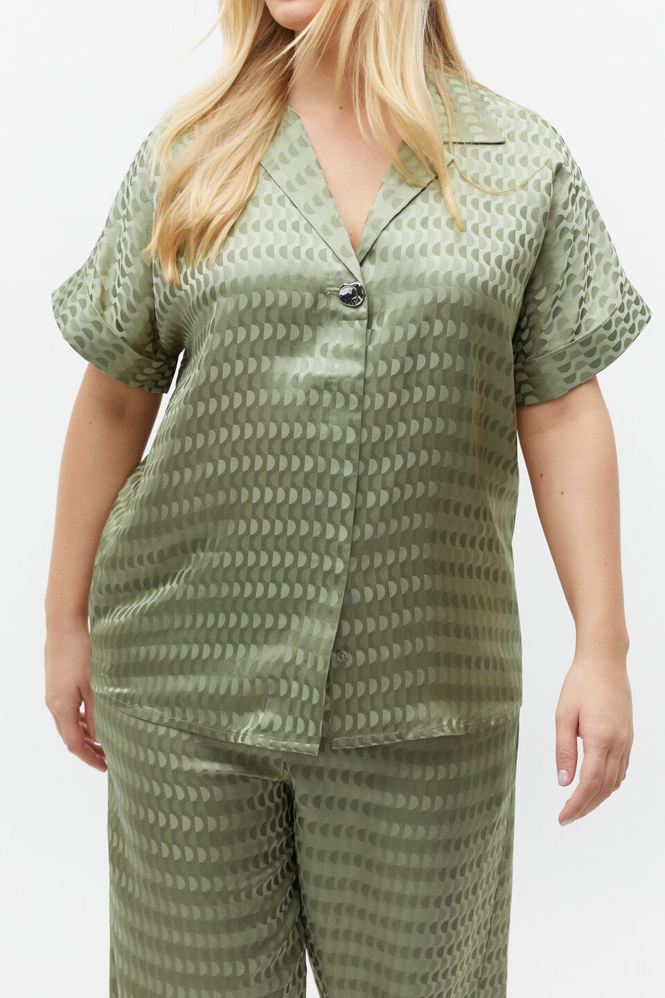 Jacquard Short Sleeve Shirt  Pale Olive