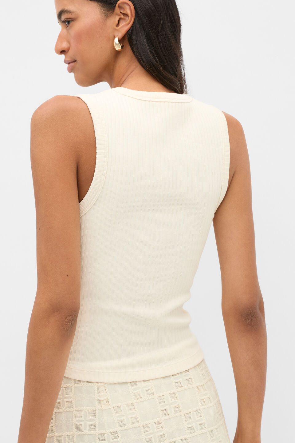 Cotton Rib Tank  Coconut Cream