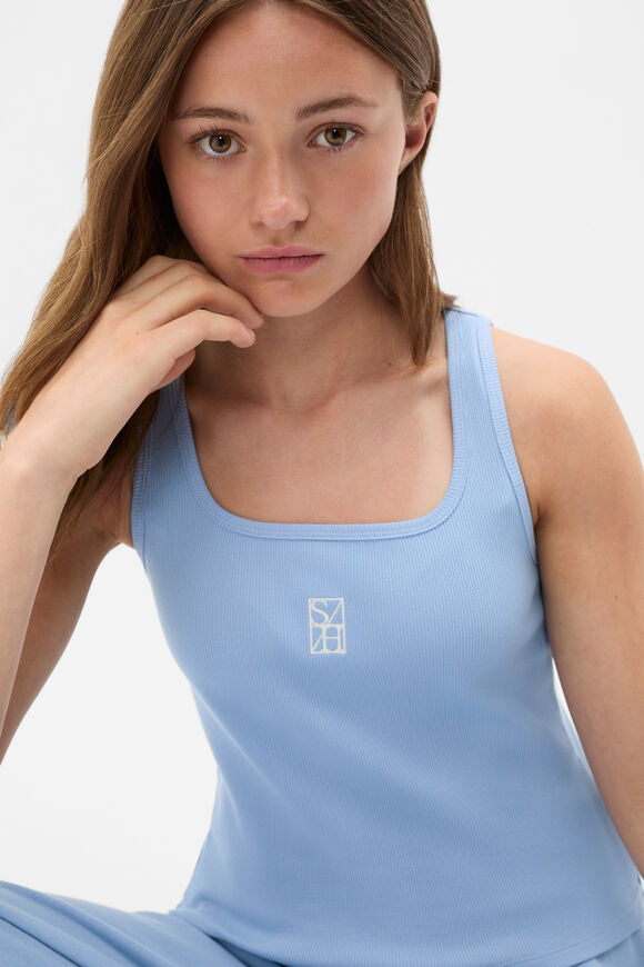 Square Neck Logo Tank  Cloud Blue  hi-res