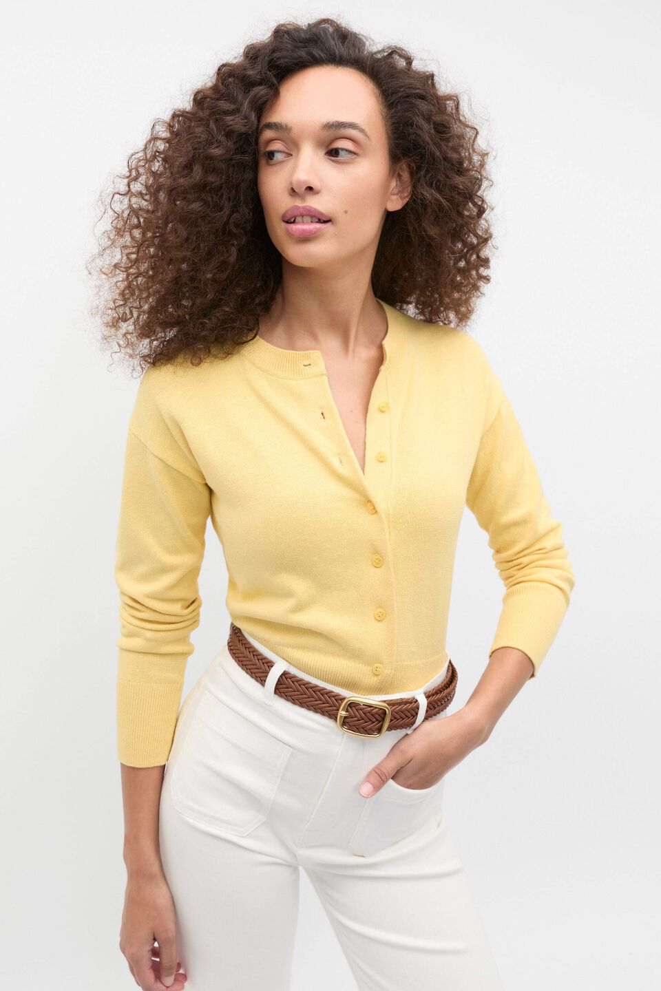 Linen Blend Cardigan  Buttercup