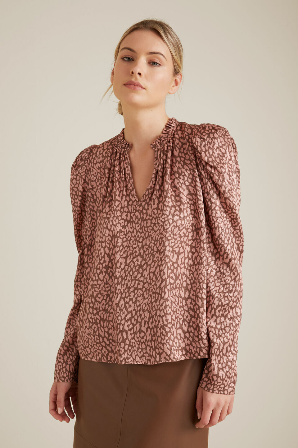 Puff Sleeve Ocelot Blouse  