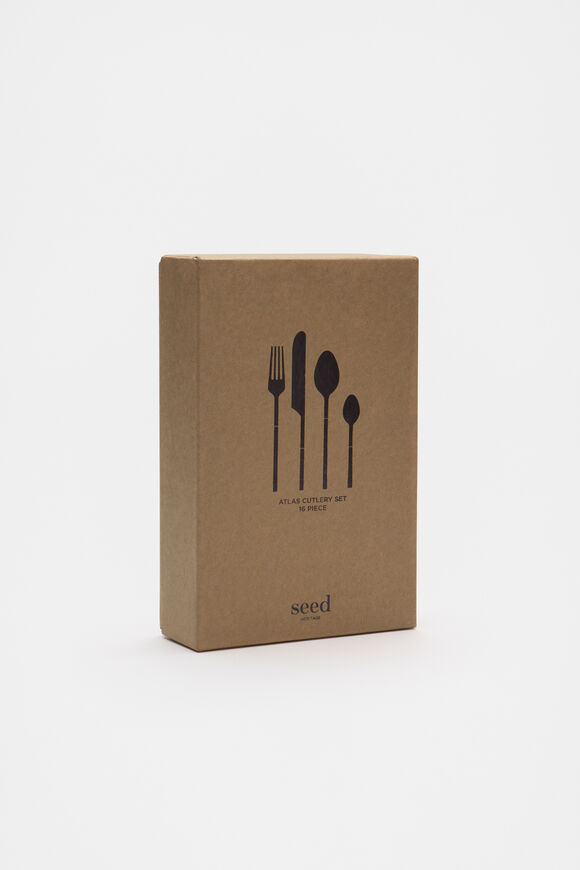 Atlas Cutlery Set of 16  Black  hi-res