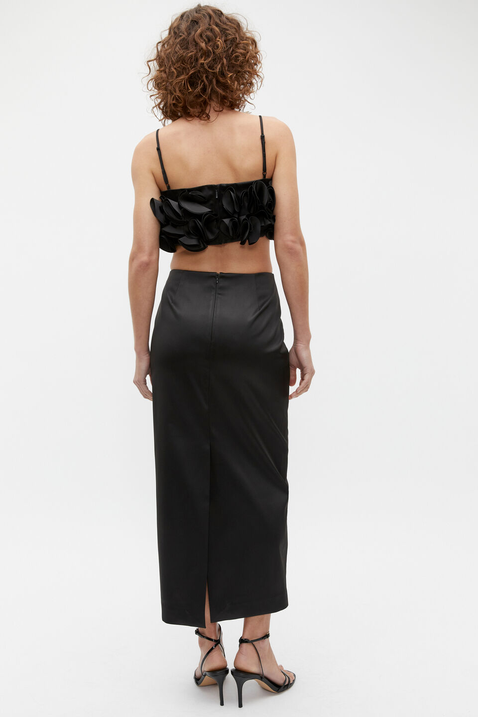 Sateen Rosette Bustier  Black