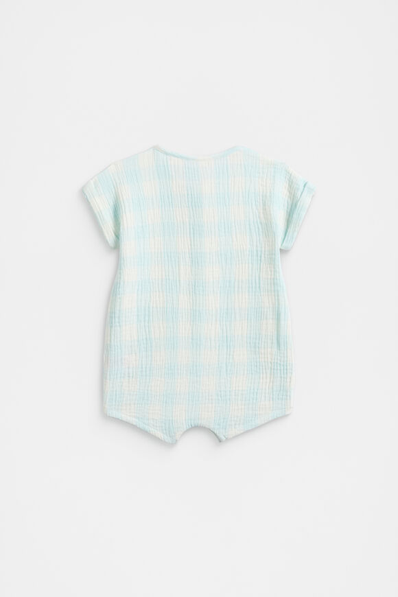 Gingham Romper  Glacier Blue  hi-res