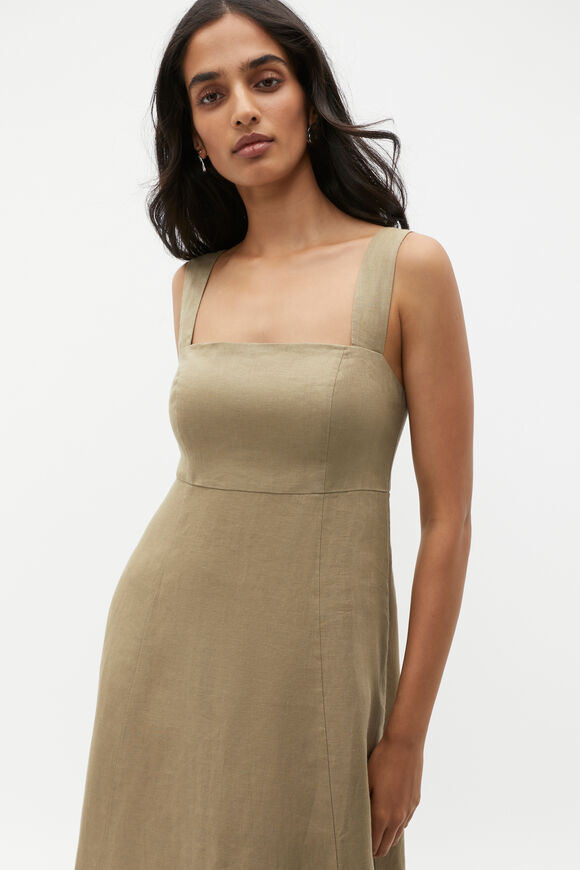Linen Square Neck Sun Dress  Rosemary  hi-res