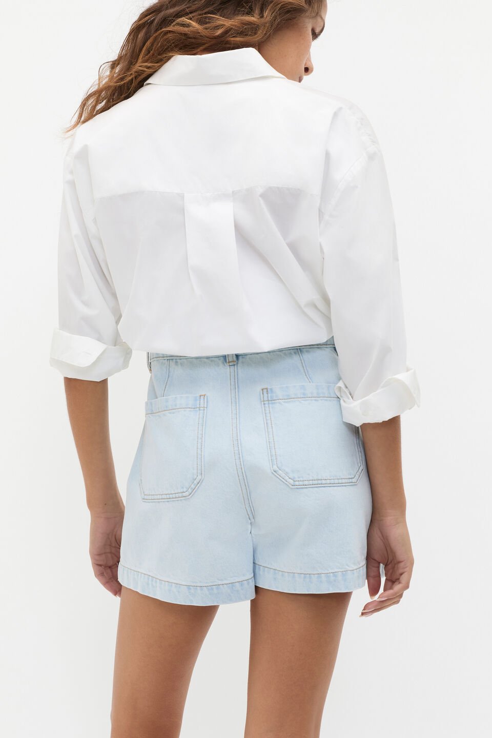 Denim Scallop Short  Cornflower Wash