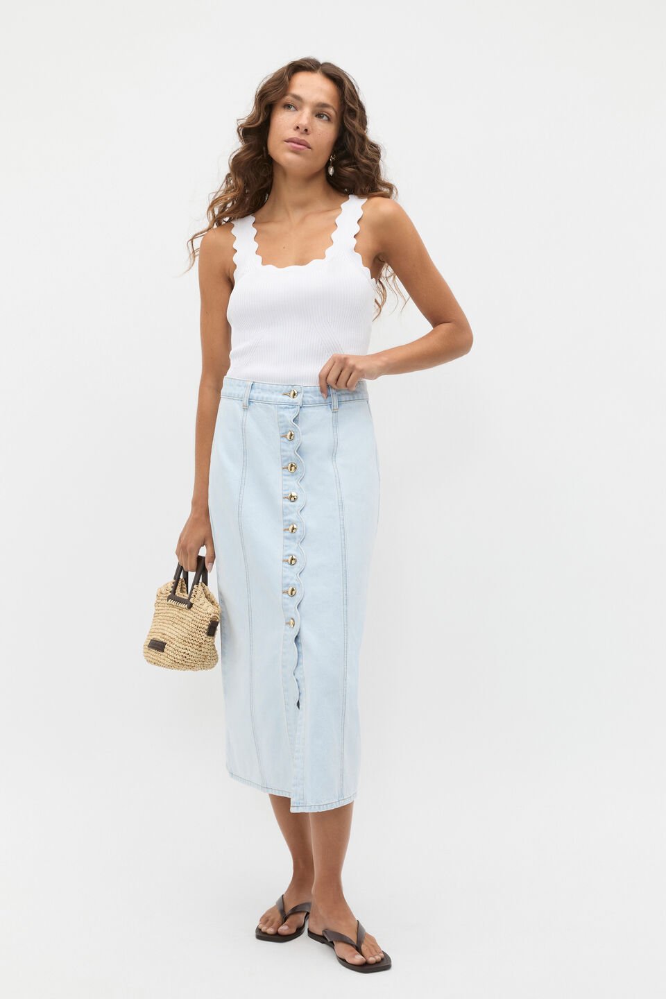 Scallop Knit Top  Whisper White