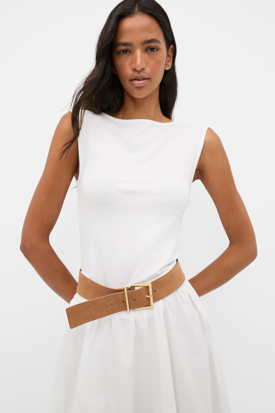 Boat Neck 90s Top  Whisper White
