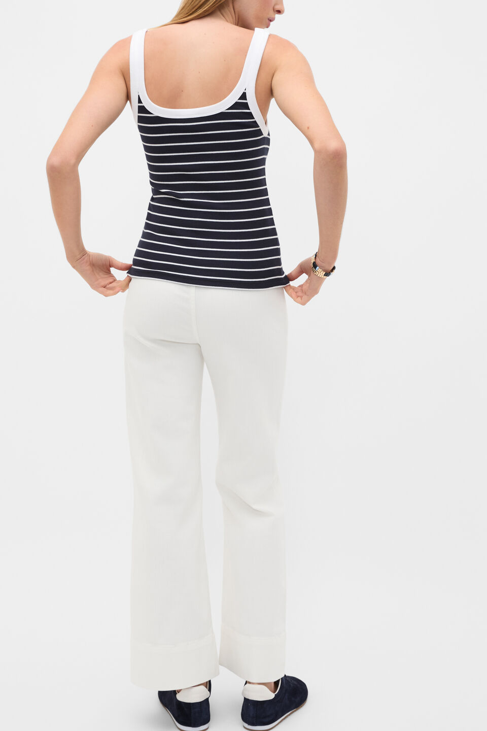 Core Heritage Rib Tank  Twilight Blue Stripe