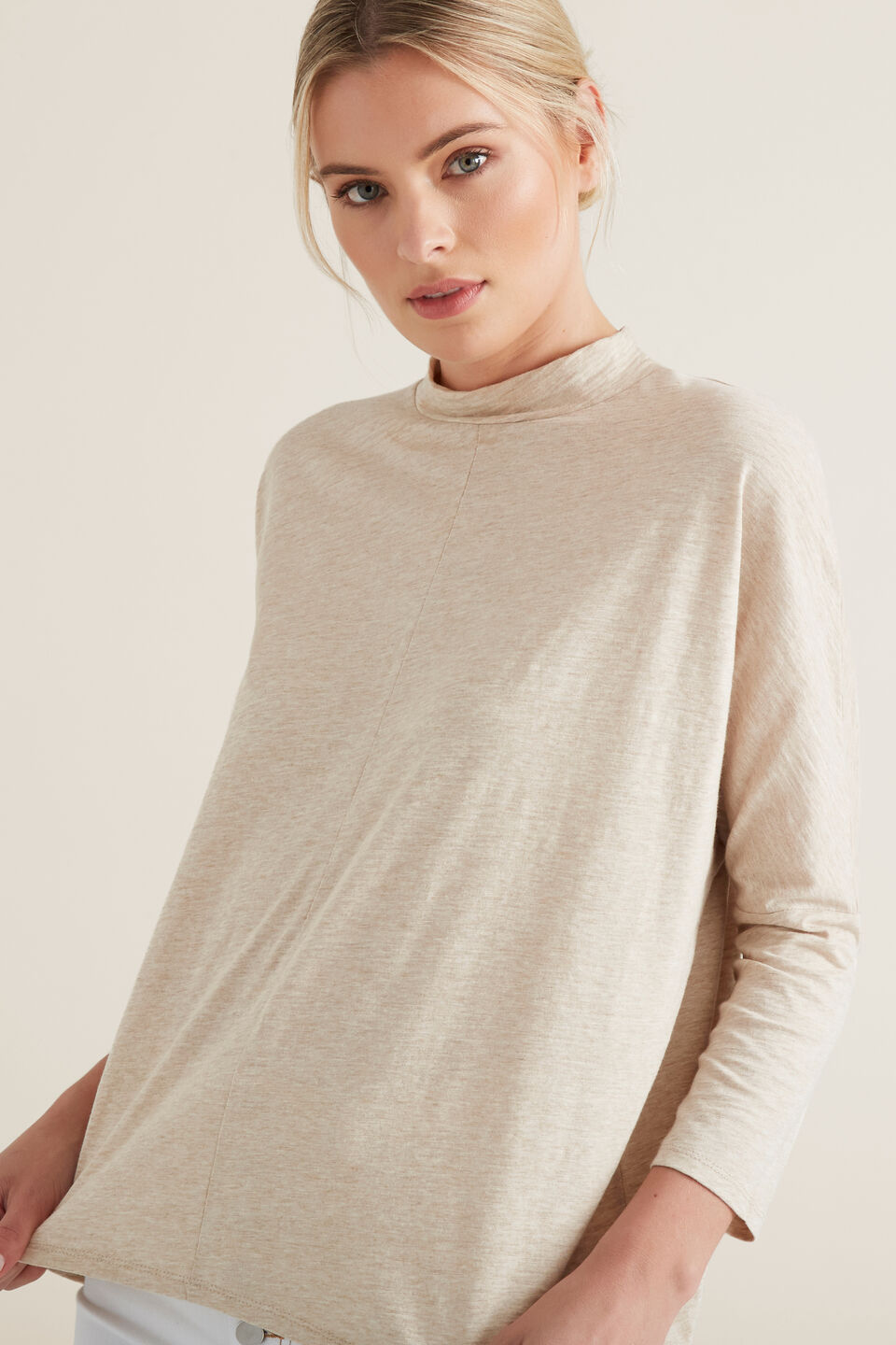 Mock Neck Slub Top  