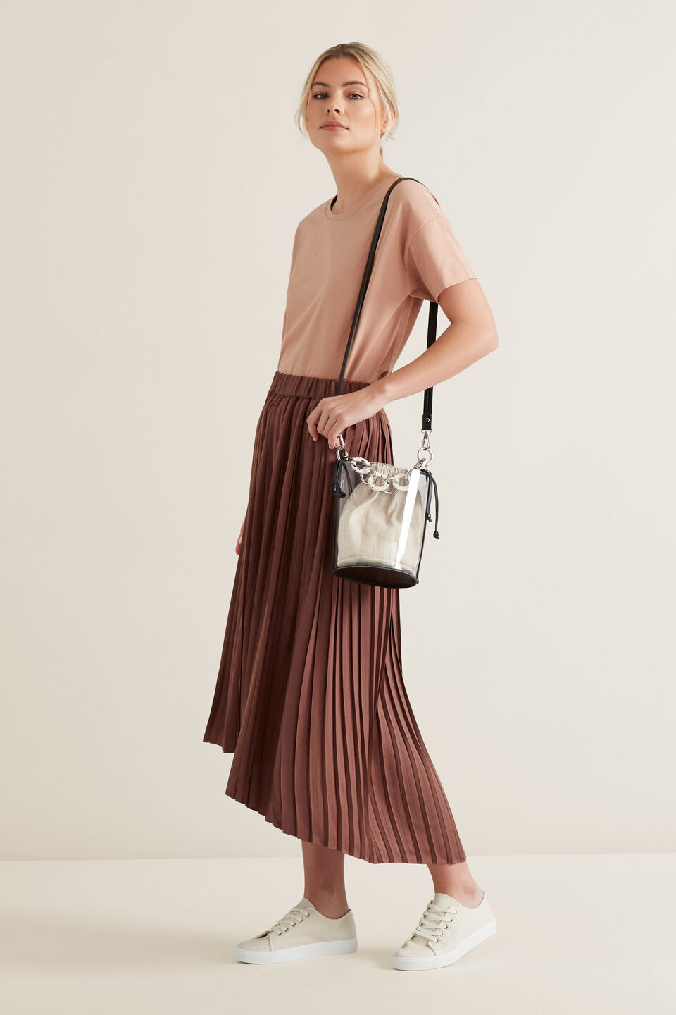 Hi-Lo Pleated Skirt  