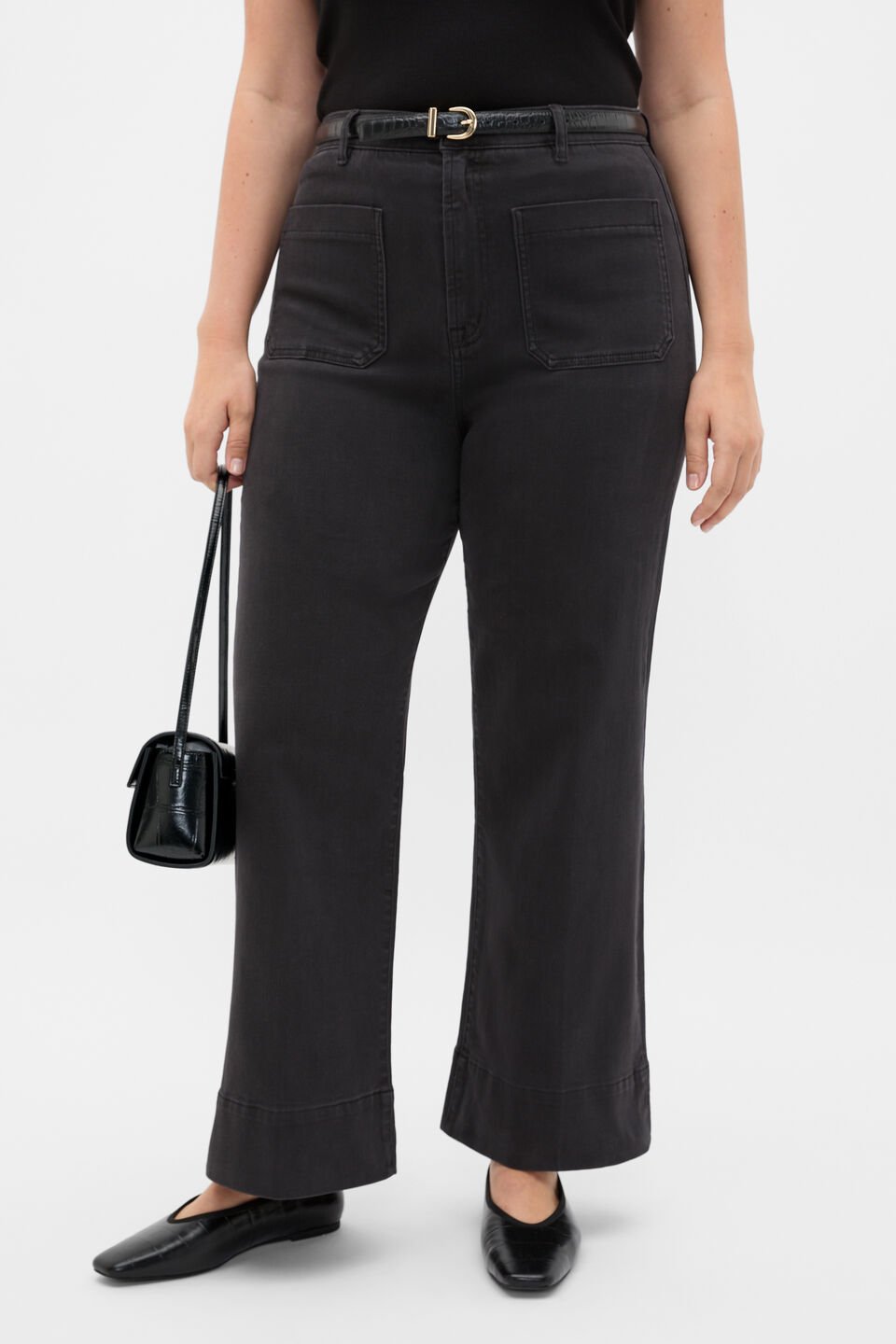Core Wide Leg Pocket Jean  Charcoal Wash