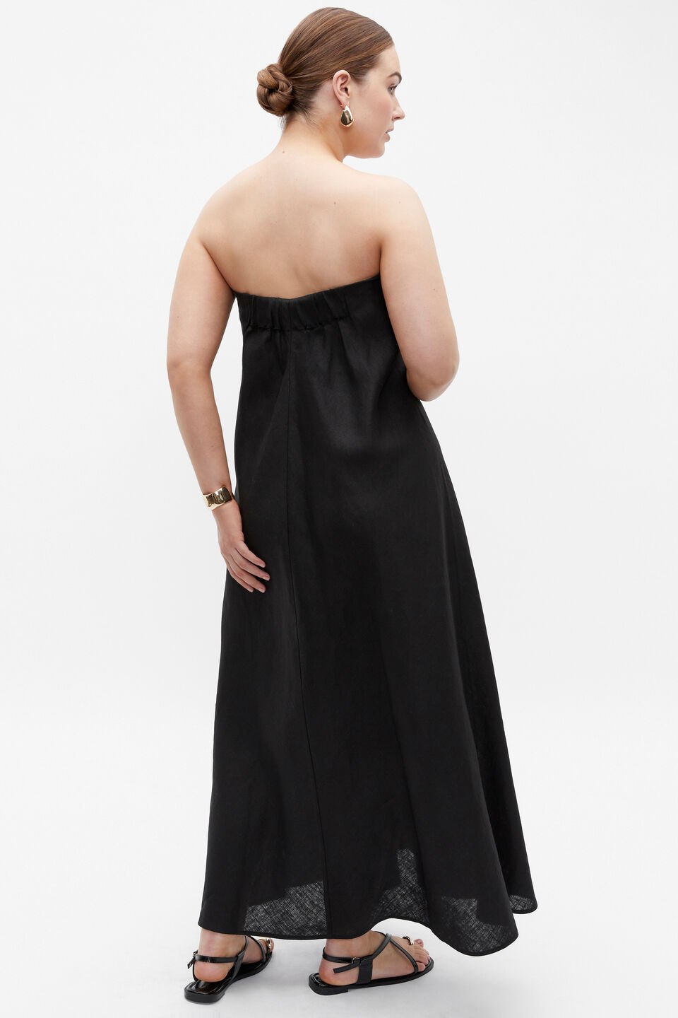 Core Linen Strapless Maxi Dress  Black