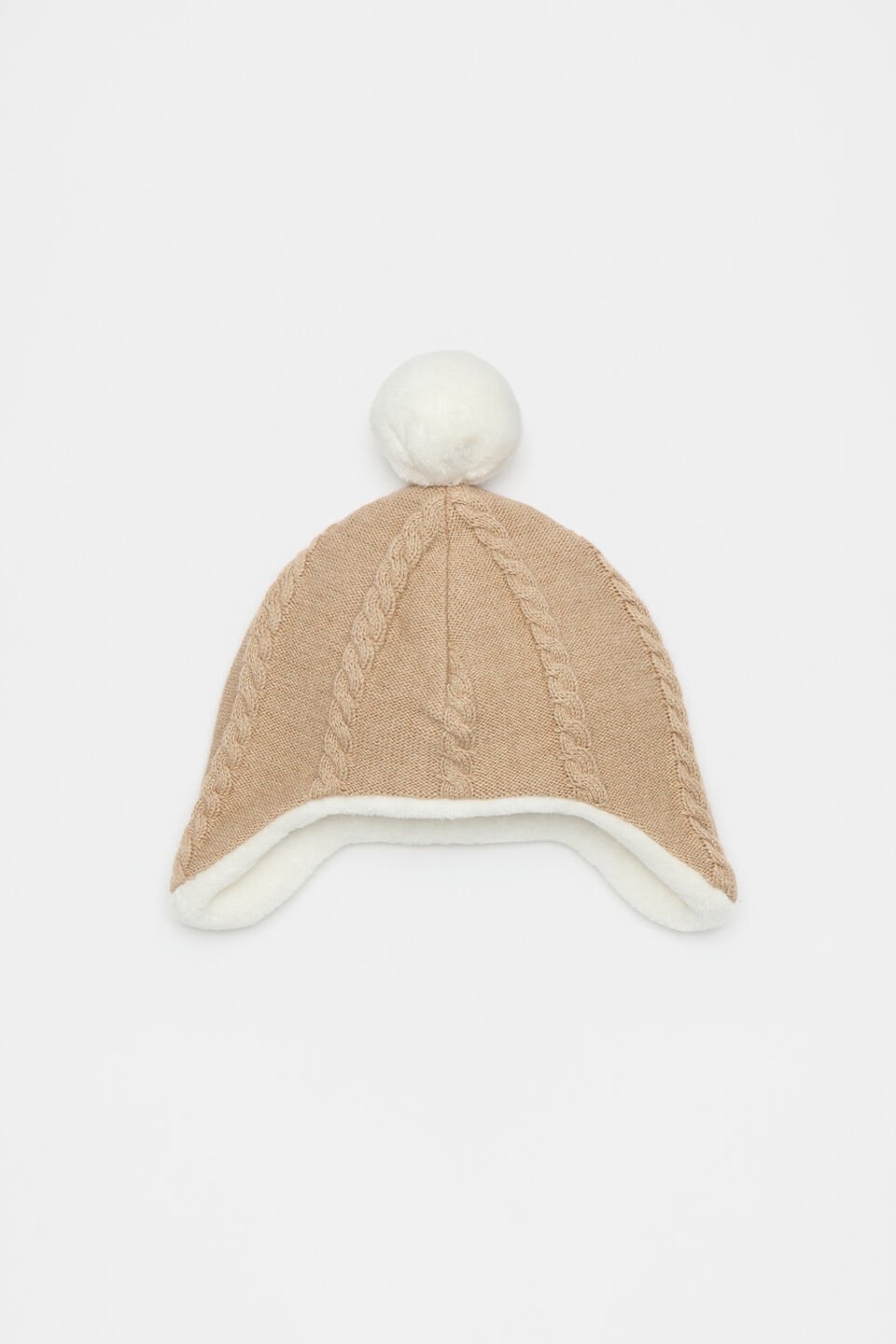 Cable Knit Beanie  Biscuit