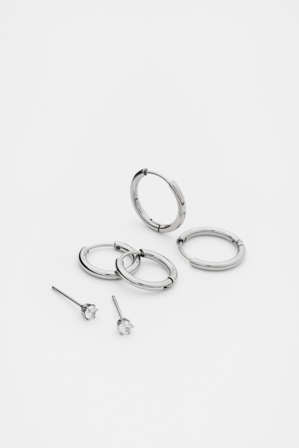 Waterproof Trio Stud Ear Pack  Silver