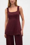 Linen Longline Waisted Top  Plum Red  hi-res