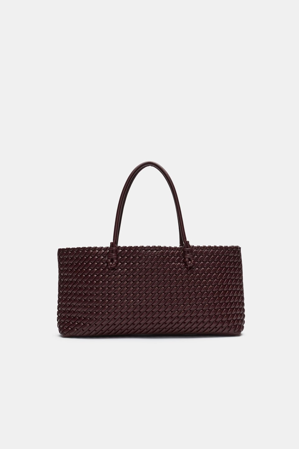 Woven East West Tote  Plum Red