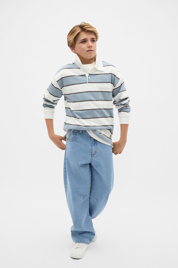 Stripe Pocket Rugby  Ash Blue  hi-res