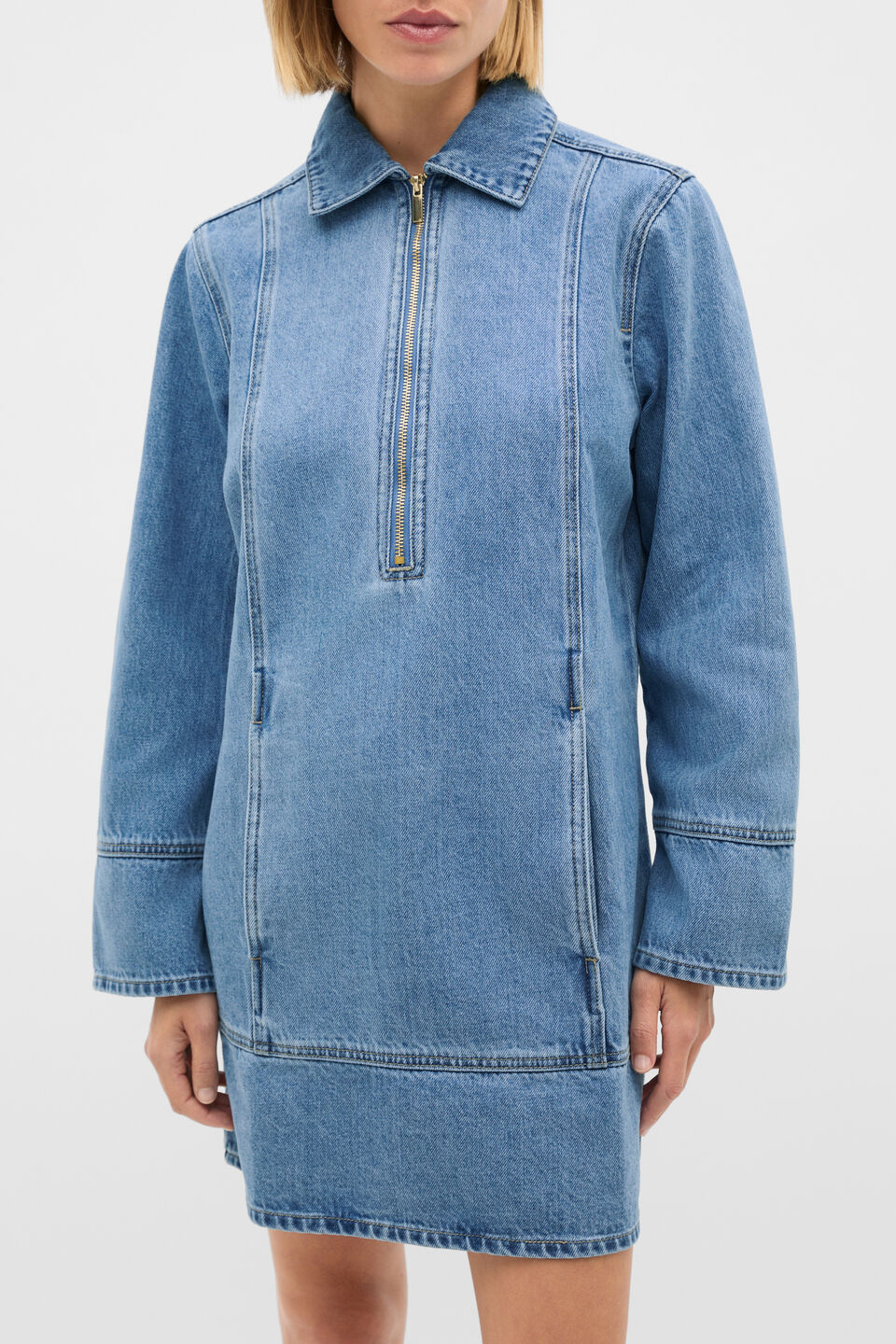 Denim Mini Dress  Mist Blue Wash