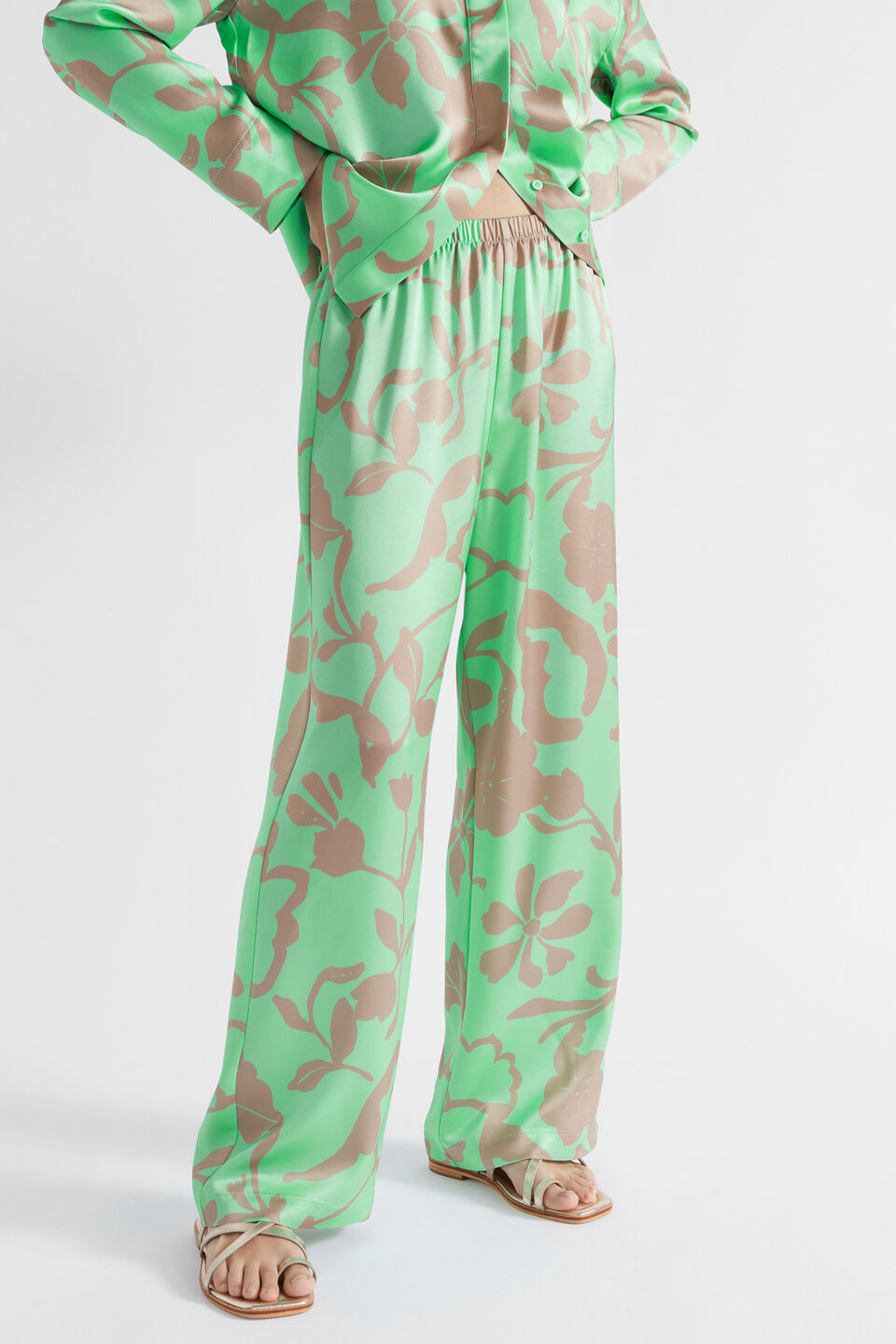 Satin Floral Pant  Key Lime Floral