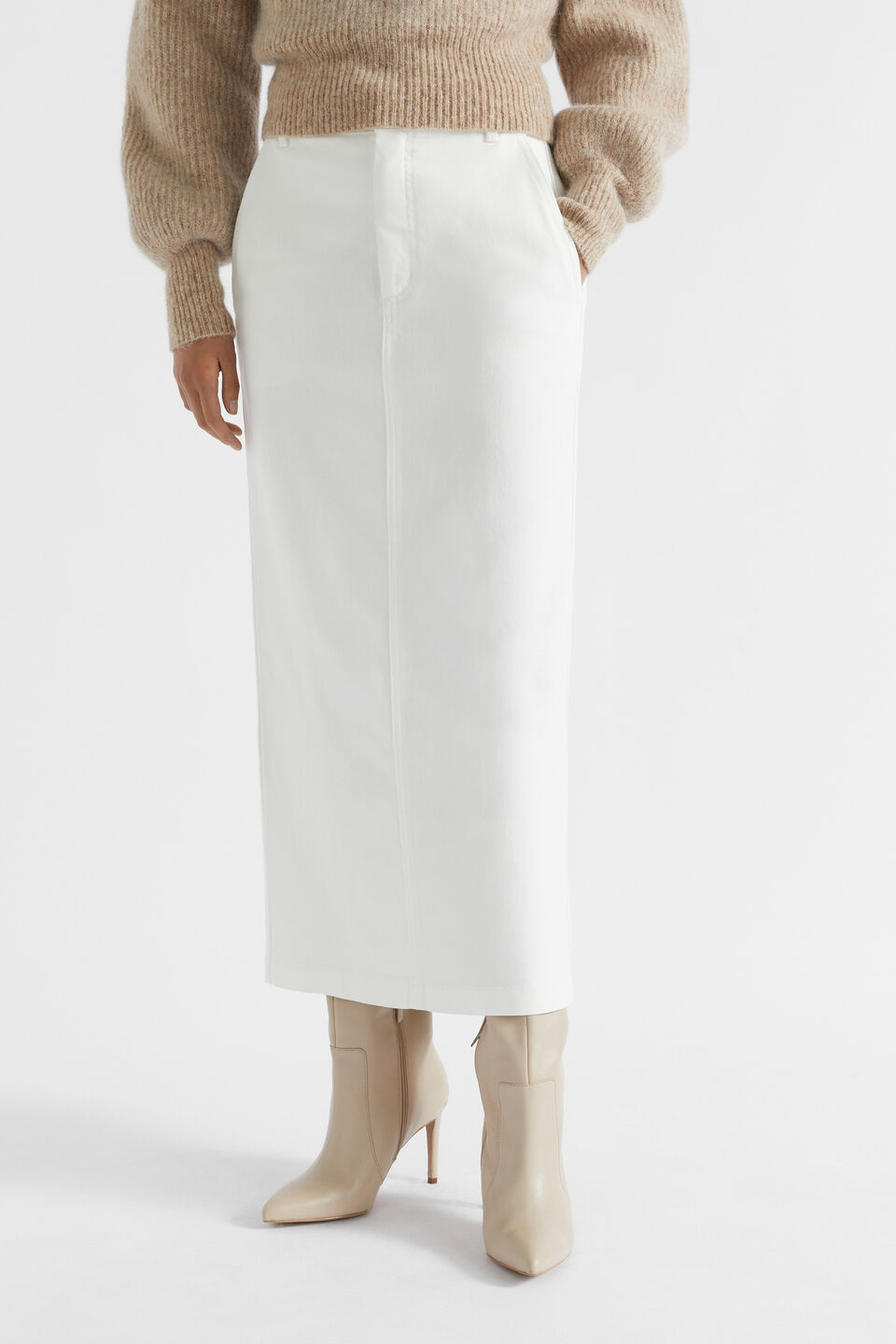 Denim Maxi Skirt  Cloud Cream