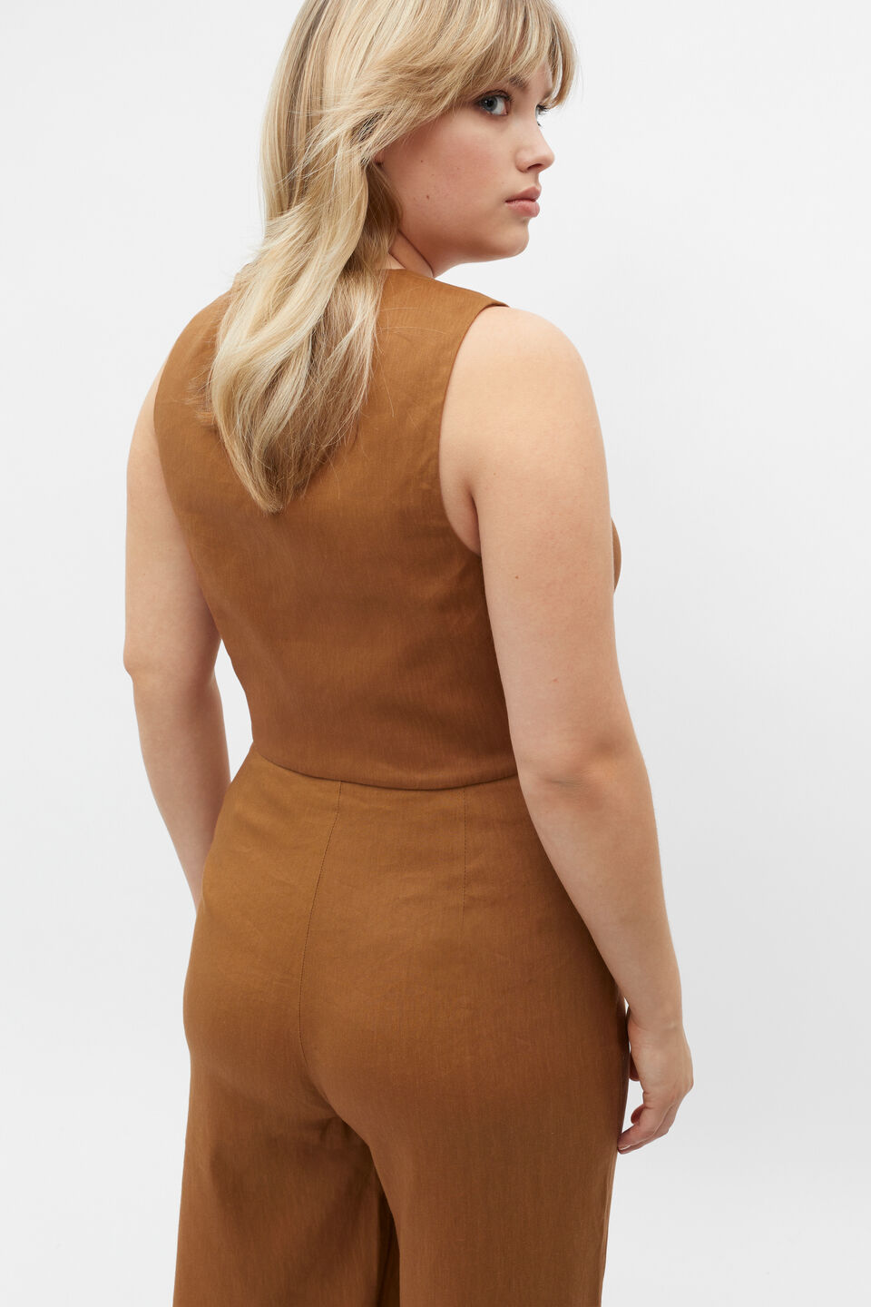 Tailored Crop Vest  Cinnamon Spice