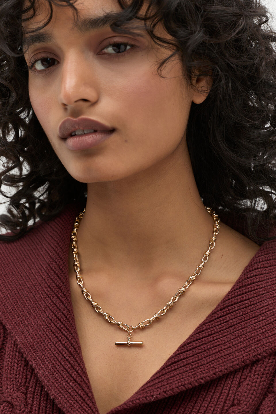 T-Bar Chain Necklace  Gold