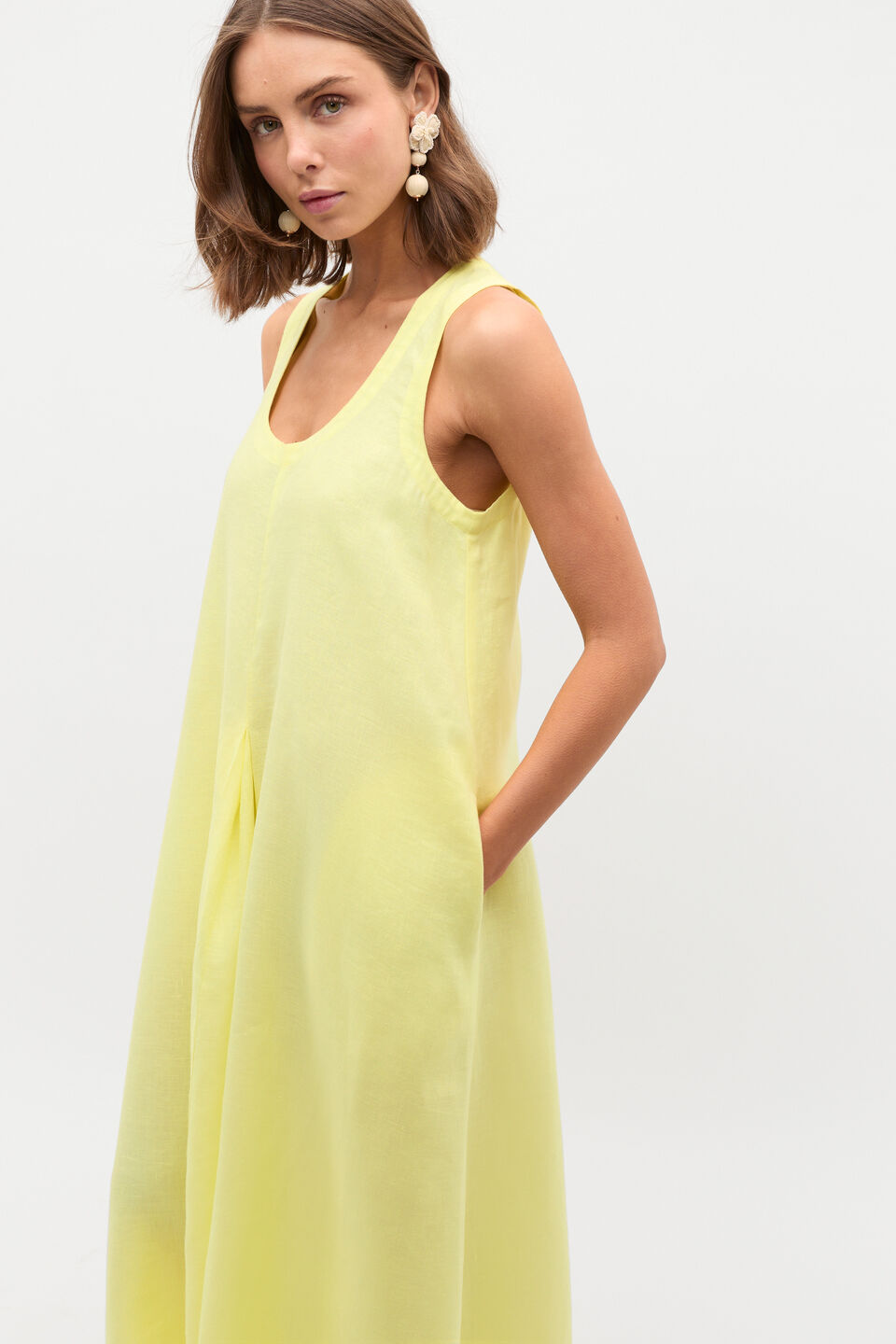 Linen Swing Maxi Dress  Lemongrass