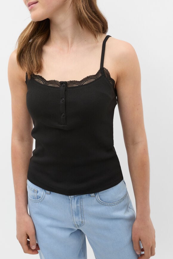 Lace Trim Cami  Black  hi-res