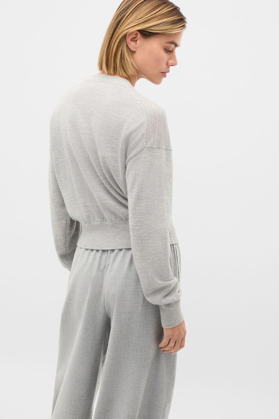 Australian Merino Relaxed Cardigan  Slate Marle
