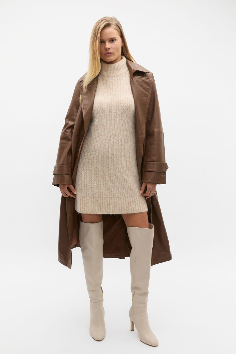 Lofty Mini Knit Dress  Latte Marle