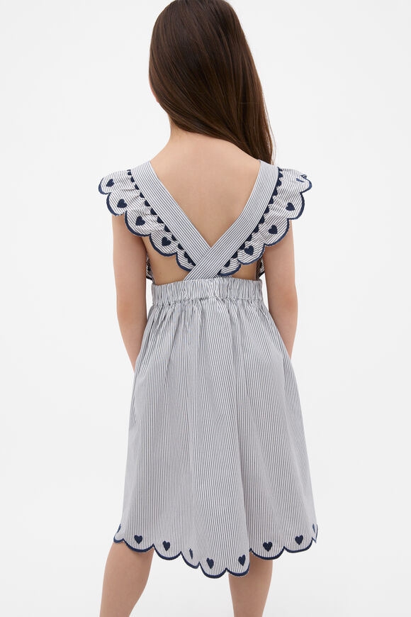 Scallop Stripe Dress  New Navy  hi-res