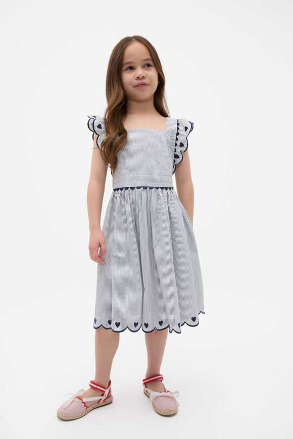 Scallop Stripe Dress  New Navy  hi-res