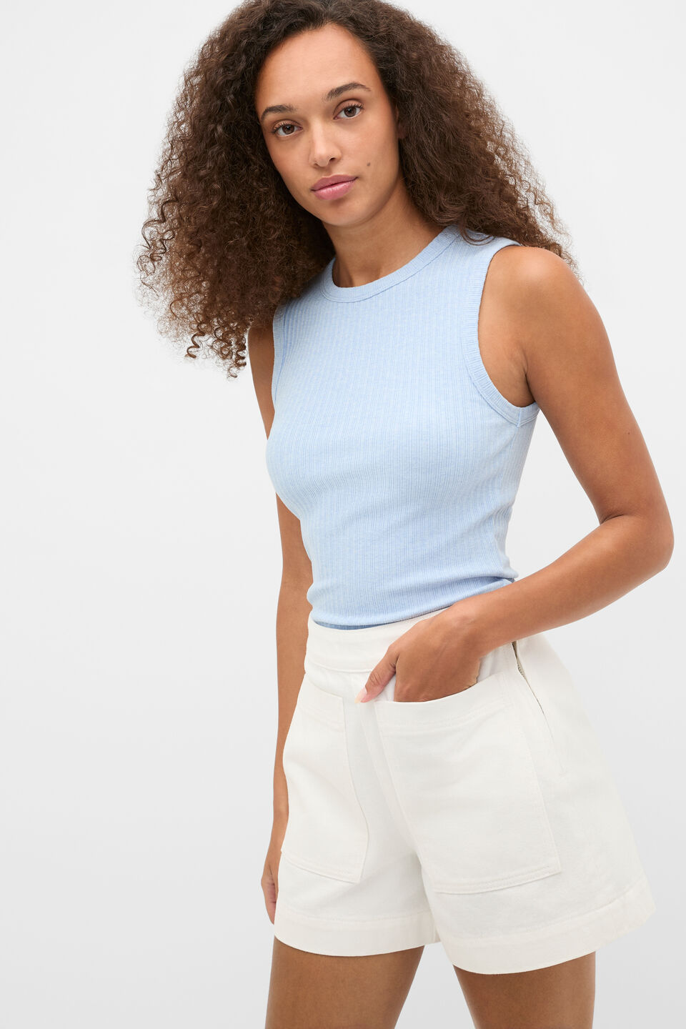 Cotton Rib Tank  Arctic Blue Marle