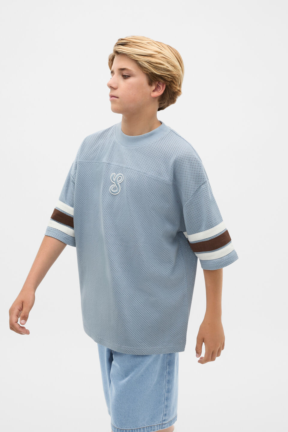 Sport Mesh Tee  Ash Blue